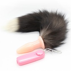 Faux Fur Fox Tail Vibration Jelly Butt Plug