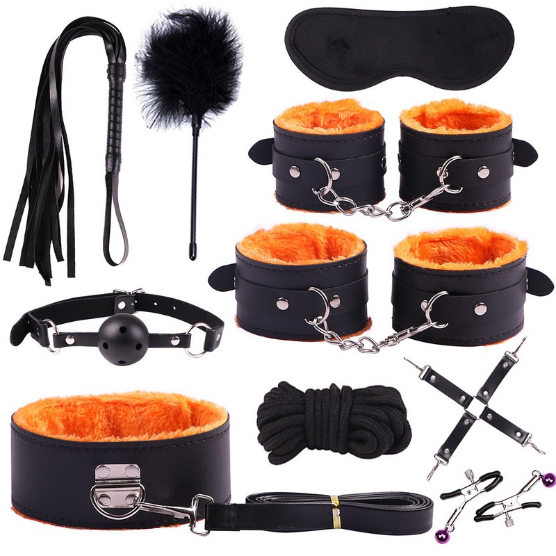 Double Color Plush Bondage Kit - 10 Pcs