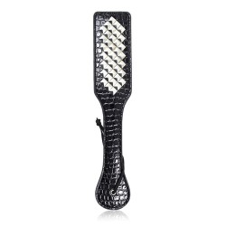 alligator sheepski paddle with chrome button