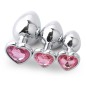 Heart Jeweled Stainless Steel Butt Plug - Silver