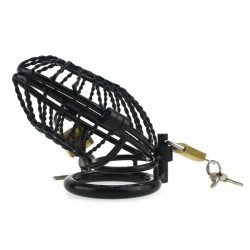 Side Entrance Black Twist Chastity Cage