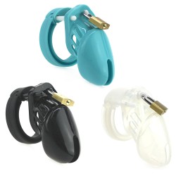 Silicone CB6000s Chastity Devices In Clear/Black/Blue