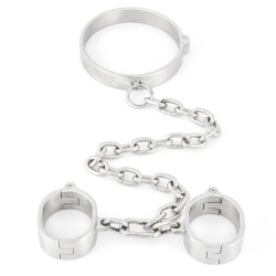 Unisex Heavy Duty Stainless Steel Neck-Wrist Restraints