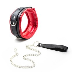 Thick Black And Red Bondage Collar