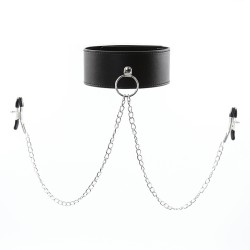 Nipple Clamp with Leather Neck Collar