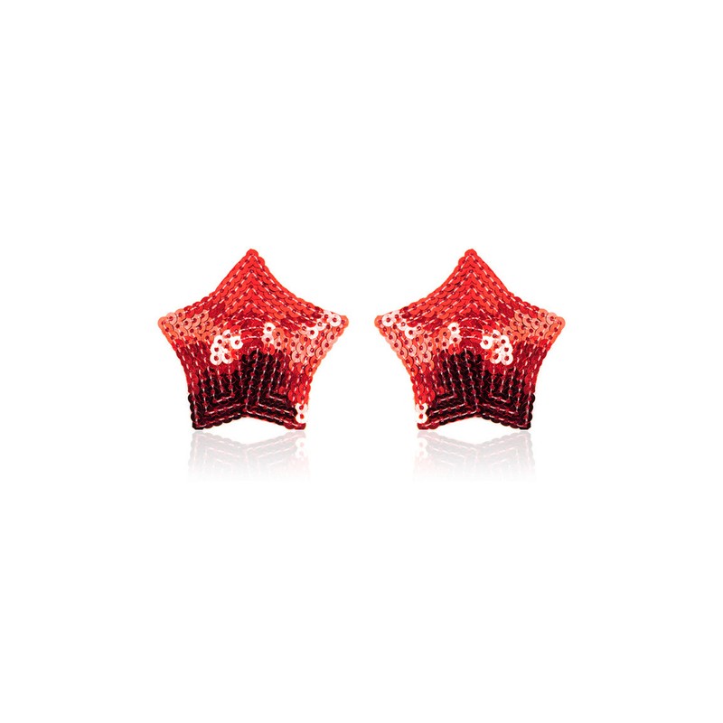 Pair of Shiny Red Sequin Star Nipple Pasties Covers