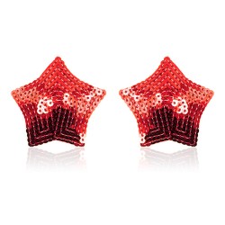 Pair of Shiny Red Sequin Star Nipple Pasties Covers