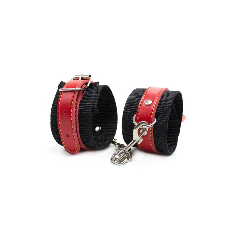 Pin Buckle Nylon Cuffs With Leather Belt