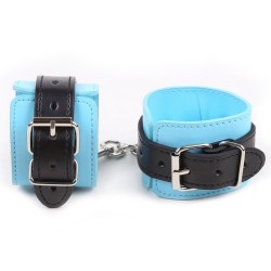 Black And Blue Pin Buckle Bondage Cuffs