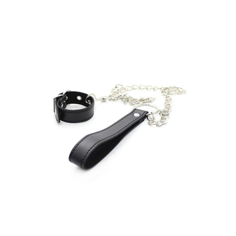 Buckling Cock Ring And Chain Leash Set