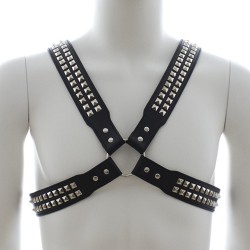 harness with two rows o shiny pyramid studs