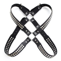 Harness With Two Rows O Shiny Pyramid Studs