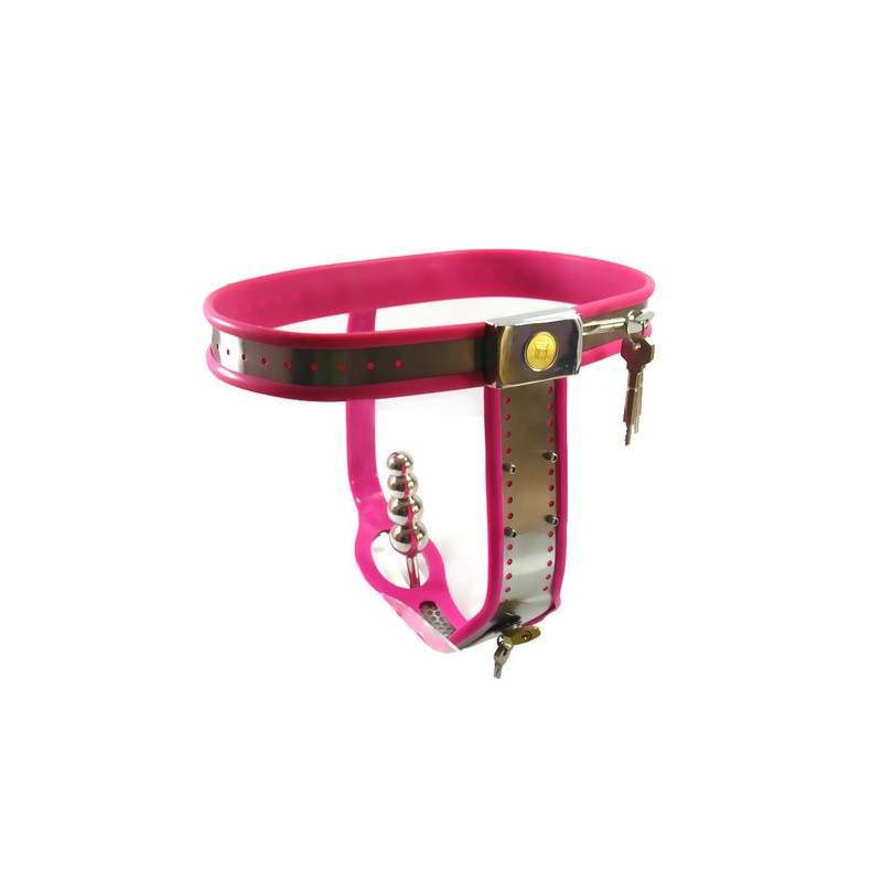 Chastity Belt with One Locking Vaginal Plug