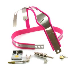 Chastity Belt with One Locking Vaginal Plug