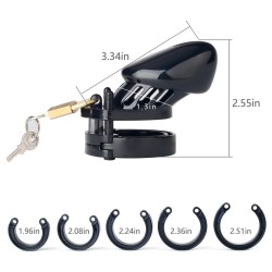 CB-6000S Short Male Chastity Cage - Balck