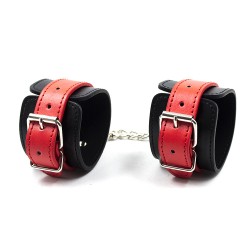 Black And Red Faux Leather Restraint Kit - 3 Piece