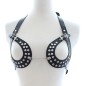 Open Outline Leather Bra with Rivets