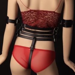 M Studs Corset Bondage Harness With Cuffs