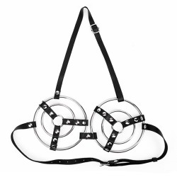 female fetish metal ring bra