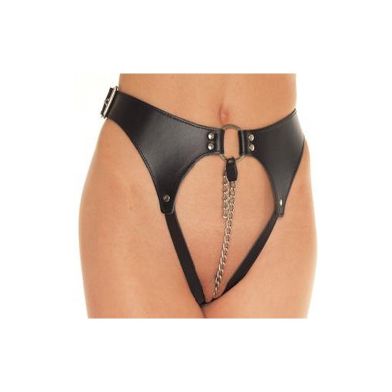 Leather &amp; BDSM Thong with Chain