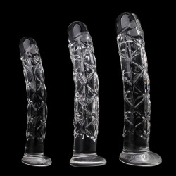 Ribbed Crystal Glass Realistic Dildo