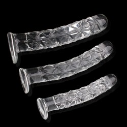 Ribbed Crystal Glass Realistic Dildo