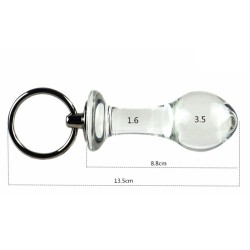 Pull Tab Round Head Glass Butt Plug