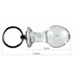 Pull Tab Round Head Glass Butt Plug