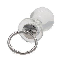 Pull Tab Round Head Glass Butt Plug