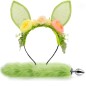 Spring Bunny Ears Headband With Tail Plug