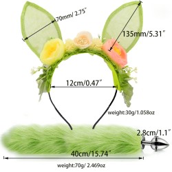 Spring Bunny Ears Headband With Tail Plug