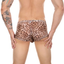 Men Sexy Transparent Leopard Mesh Boxers Briefs