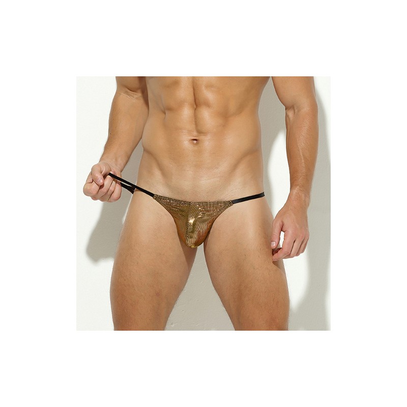 Shining Patent Leather Low-waist Panty For Men