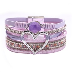 Heart Shape and Rhinestone PU Bracelet