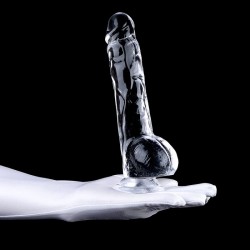 Clear Realistic Dildo with Balls 9.2 Inch