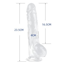 Clear Realistic Dildo with Balls 9.2 Inch