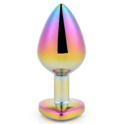 Holographic Jeweled Heart Butt Plug (Rainbow)