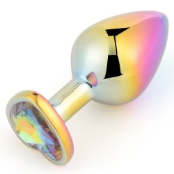 Holographic Jeweled Heart Butt Plug (Rainbow)