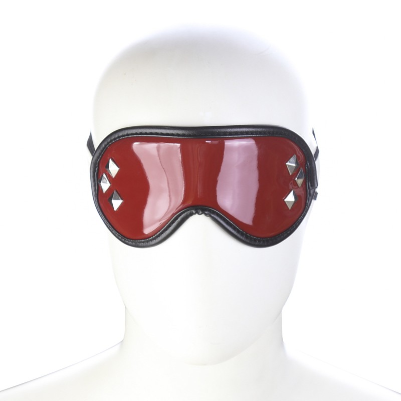 Red Wet Look Studded Eye Mask Blindfold