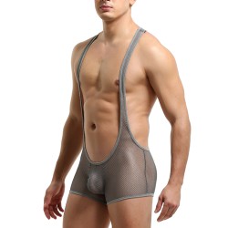 Hot Selling Pure Mesh Boxers Bodysuit