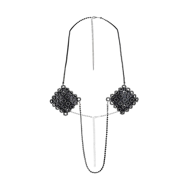 Black Rhinestone Halter Nipple Chain