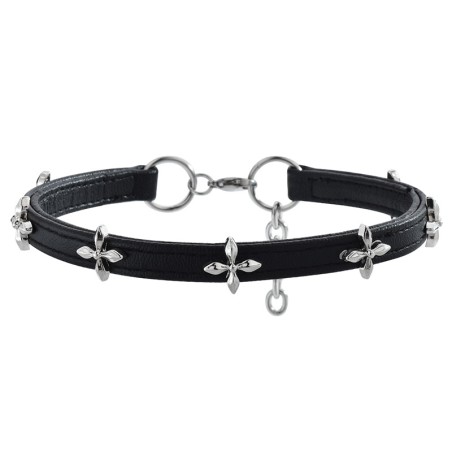 Metal Cross Garland Double Layer PU Choker