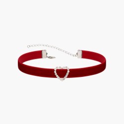 n332 red diamond heart velvet collar