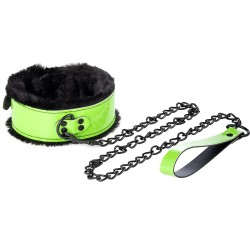 Green Leather Plush Lining Collar