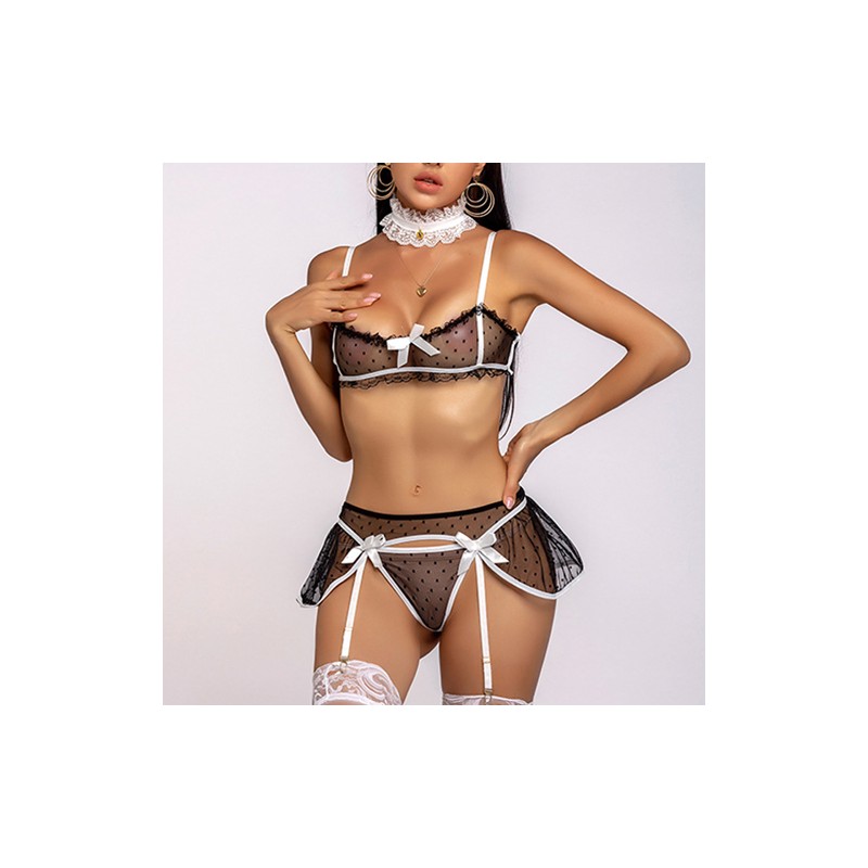 Alluring Housemaid Bra And Panty Lace Outfit