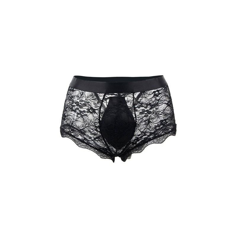 Men Transparent Lace Back Bandaged Boxers