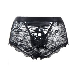 Men Transparent Lace Back Bandaged Boxers