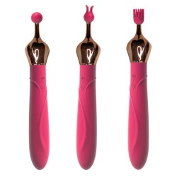 Three Heads Replacable Vibration Clit Massager Stick