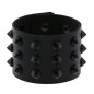 Three-row leather studded wide bracelet