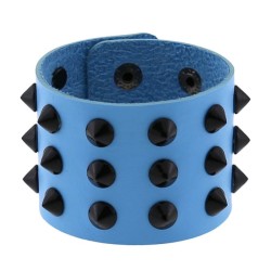 Three-row leather studded wide bracelet